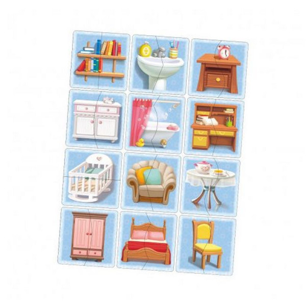 Настільна розвиваюча гра-пазл "Меблі" Ubumblebees (ПСФ072) PSF072, 12 картинок-половинок (PSF072)