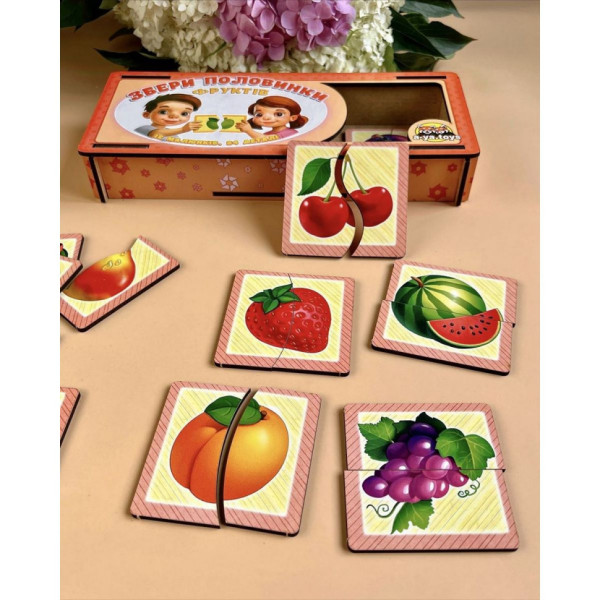 Настільна розвиваюча гра-пазл "Фрукти" Ubumblebees (ПСФ075) PSF075, 12 картинок-половинок (PSF075)