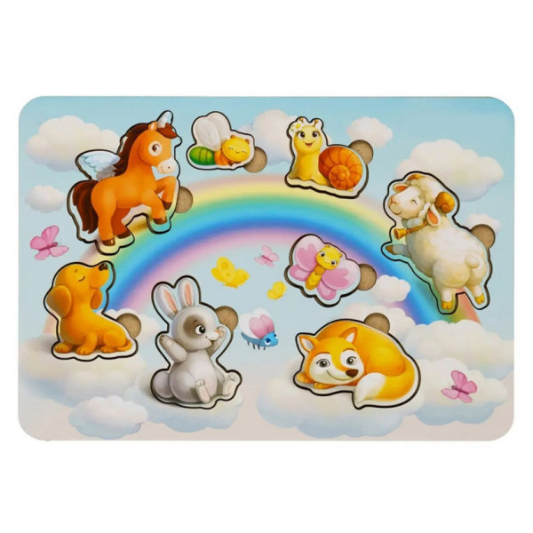 Дерев'яний пазл-вкладиш "Звірі-2" Ubumblebees (ПСФ049) PSF049, 8 елементів (PSF049)