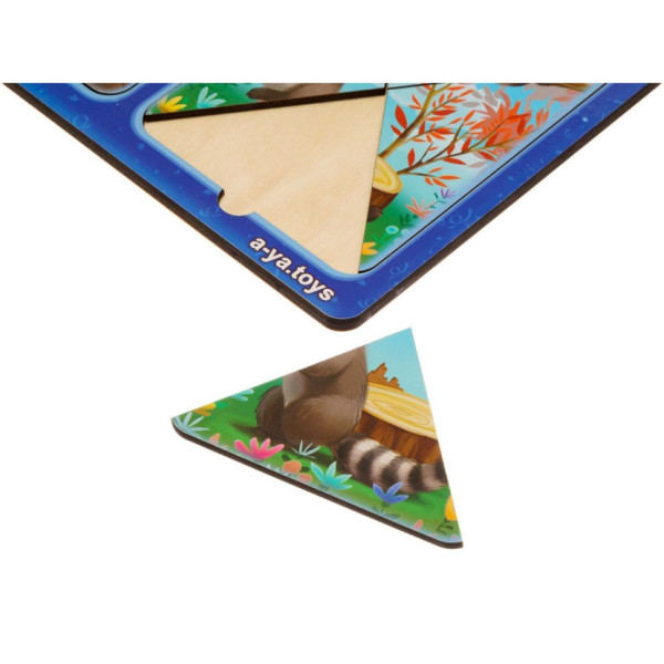 Дерев'яний пазл-вкладиш "Зайчики та єнотики" Ubumblebees (ПСД182) PSD182 в рамці (PSD182)