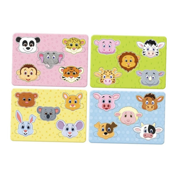 Дерев'яний пазл-вкладиш "Веселі мордочки" Ubumblebees (ПСД029) PSD029 дорожній варіант (PSD029)