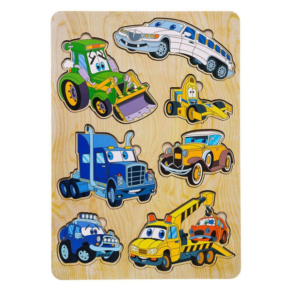 Дерев'яний пазл-вкладиш "Машинки-великий" Ubumblebees (ПСД058) PSD058, 7 елементів (PSD058)