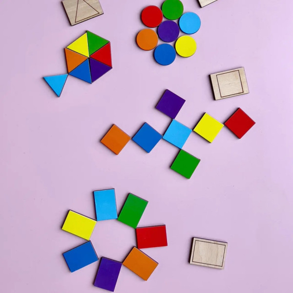 Дерев'яний пазл-вкладиш "Бобри-маляри – 2" Ubumblebees (ПСД104) PSD104 геометричні фігури (PSD104)