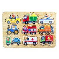 Дерев'яний пазл-вкладиш "Транспорт" Ubumblebees (ПСД130) PSD130, 9 елементів (PSD130)