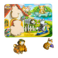 Деревянный пазл-вкладыш "Котики - 1" Ubumblebees (ПСД140) PSD140 с домиком(PSD140)