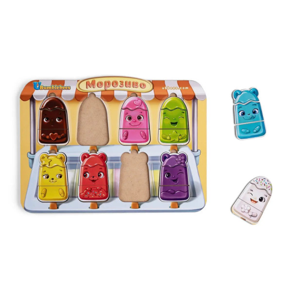 Дерев'яний пазл-вкладиш "Морозиво" Ubumblebees (ПСД076) PSD076 сортер (PSD076)