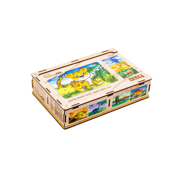 Дерев’яний дитячий пазл 4в1 "Дикі звірі" Puz-58714, 80 елементів (Puz-58714)