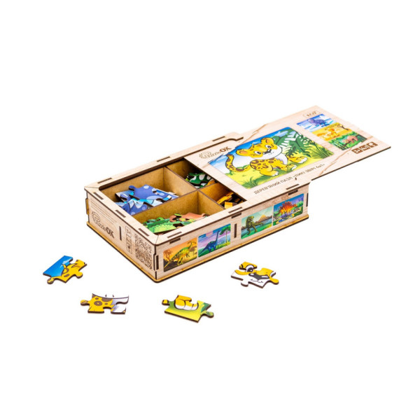 Дерев’яний дитячий пазл 4в1 "Дикі звірі" Puz-58714, 80 елементів (Puz-58714)