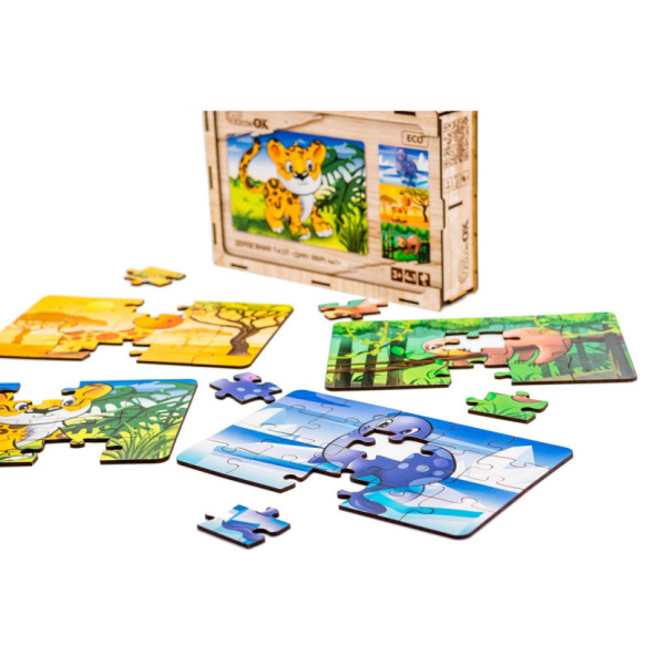 Дерев’яний дитячий пазл 4в1 "Дикі звірі" Puz-58714, 80 елементів (Puz-58714)