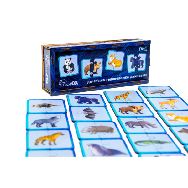 Дерев'яна головоломка "Дикі тварини" Puz-44657, 40 елементів (Puz-44657)