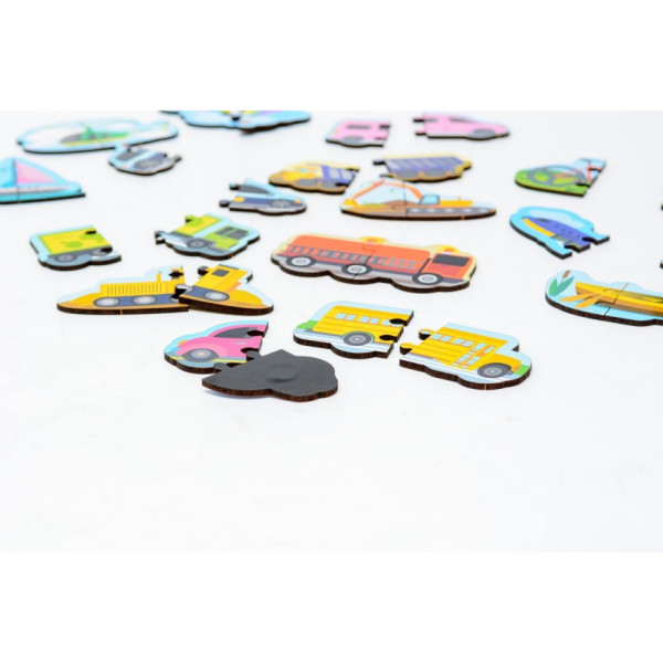 Дерев'яний магнітний пазл "Машинки" Puz-22932, 30 елементів (Puz-22932)