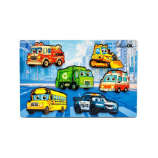 Деревянный пазл-вкладыш "Умный мир: Городской транспорт" Puz-88747 А5, 18 элементов (Puz-88747)