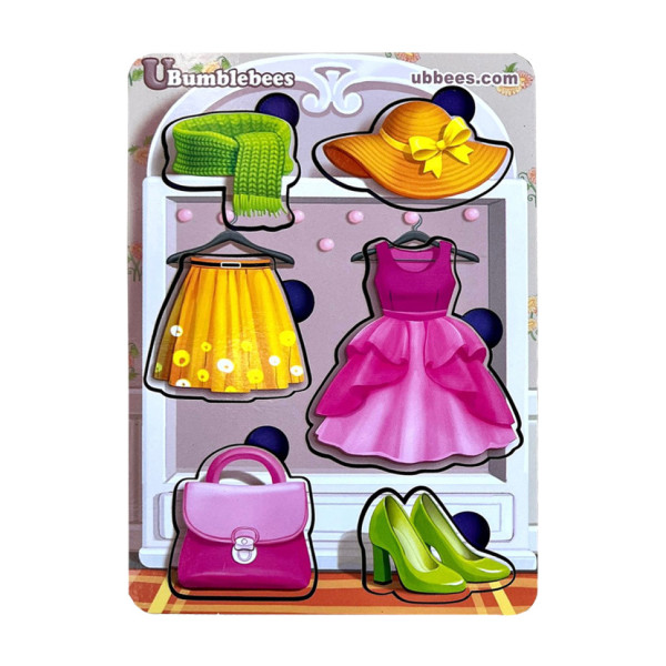 Дерев'яний пазл-вкладиш "Одяг-2" Ubumblebees (ПСФ119) PSF119 фон із підказкою (PSF119)
