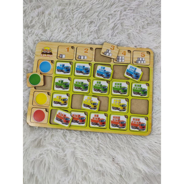 Дерев'яний пазл-сортер "Вантажівки" Ubumblebees (ПСФ102) PSF102 колір та рахунок (PSF102)