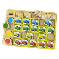 Дерев'яний пазл-сортер "Вантажівки" Ubumblebees (ПСФ102) PSF102 колір та рахунок (PSF102)