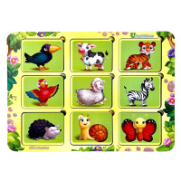 Дерев'яний пазл-вкладиш "Де чий візерунок?" Ubumblebees (ПСФ052) PSF052 сортер-трафарет (PSF052)