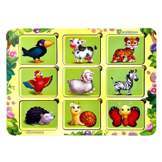 Дерев'яний пазл-вкладиш "Де чий візерунок?" Ubumblebees (ПСФ052) PSF052 сортер-трафарет (PSF052)