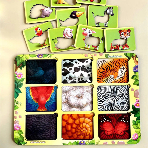 Дерев'яний пазл-вкладиш "Де чий візерунок?" Ubumblebees (ПСФ052) PSF052 сортер-трафарет (PSF052)