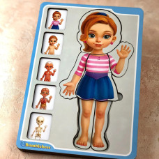 Дерев'яний пазл-вкладиш "Анатомія людини – дівчинка" Ubumblebees (ПСФ025) PSF025 будова тіла (PSF025)