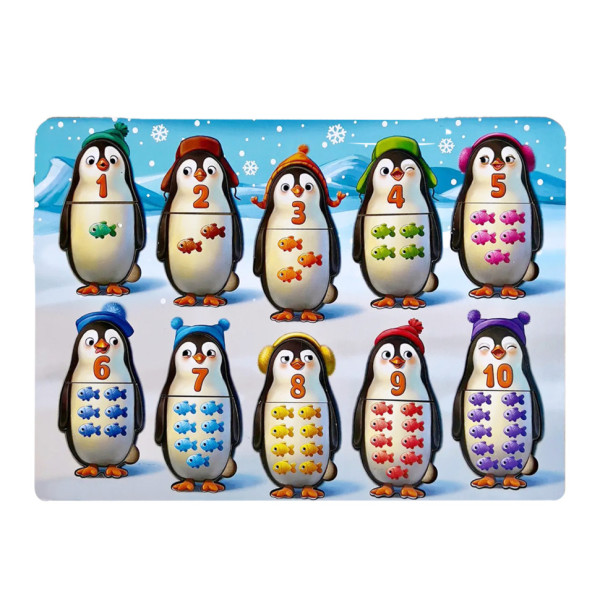 Дерев'яний пазл-вкладиш "Пінгвінчики" Ubumblebees (ПСД164) PSD164 рахунок (PSD164)