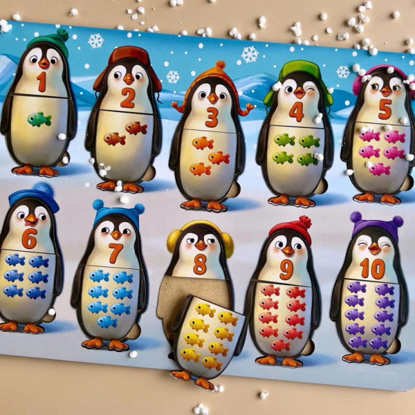 Дерев'яний пазл-вкладиш "Пінгвінчики" Ubumblebees (ПСД164) PSD164 рахунок (PSD164)