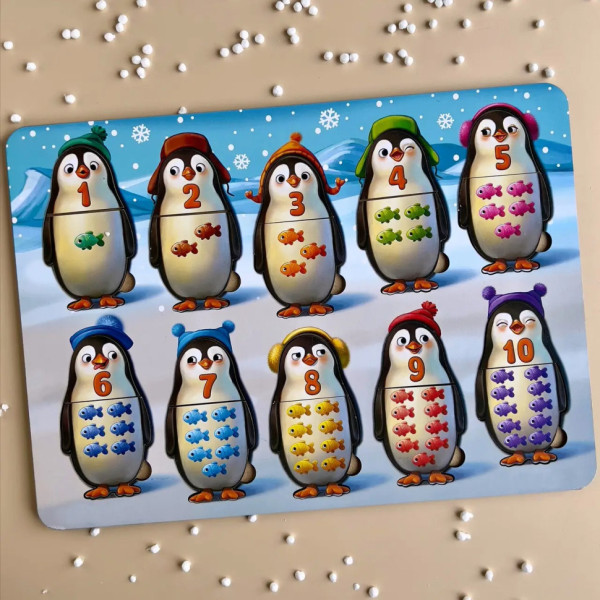 Дерев'яний пазл-вкладиш "Пінгвінчики" Ubumblebees (ПСД164) PSD164 рахунок (PSD164)