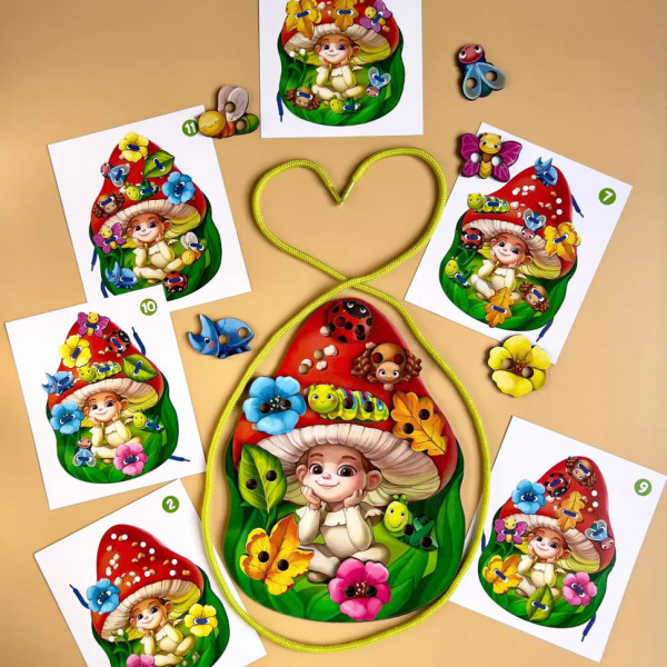 Дерев'яна шнурівка "Мухоморчик" Ubumblebees (ПСД132) PSD132 (PSD132)