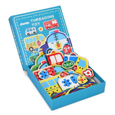 Дитяча дерев'яна іграшка-шнурівка "Транспорт" MD 1985(Turquoise) (MD 1985(Turquoise))