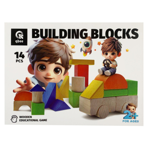 Дитячі дерев'яні будівельні блоки "Місто" QB700-008, 14 елементів  (QB700-008)