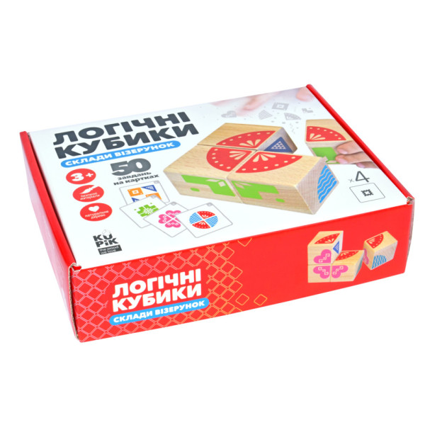 Навчальні логічні кубики "Склади візерунок" Igroteco 900477, 50 завдань на картках (900477)