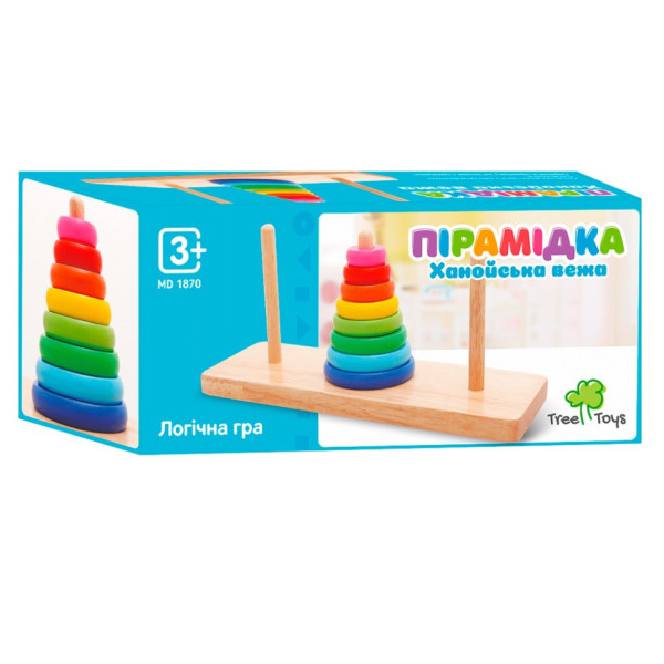 Дерев'яна іграшка Пірамідка MD 1870, 8 кілець (MD 1870)