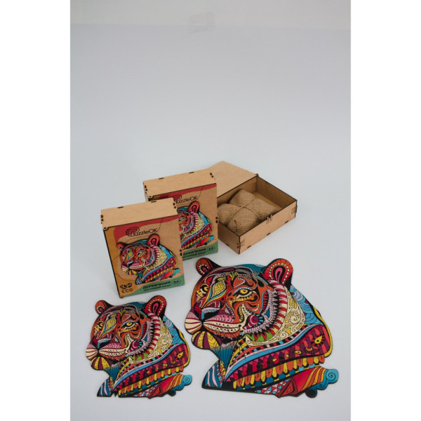 Фігурний дерев'яний пазл A3 "Загадковий тигр" PuzA3-03110, 129 деталей (PuzA3-03110)