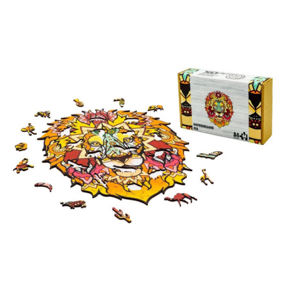 Фігурний дерев'яний пазл A4 Африканський Лев PuzA4-00706, 64 деталі (PuzA4-00706)