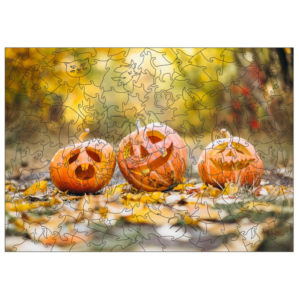 Фігурний пазл з дерева "Хелловін" PZ006-A3C-AC 180-250 деталей, розмір А3, картонна коробка (PZ006-A3C-AC)