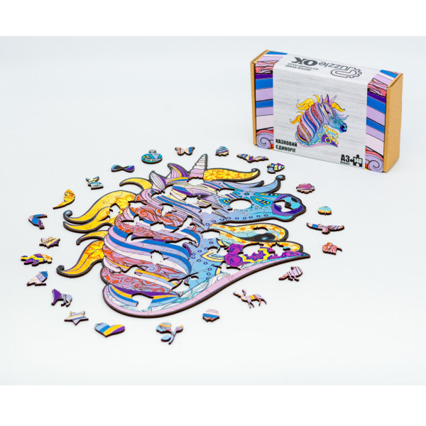 Фігурний дерев'яний пазл A3 "Казковий єдиноріг" PuzA3-00721, 148 елементів (PuzA3-00721)