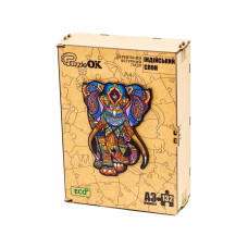 Фігурний дерев'яний пазл A3 "Індійський слон" PuzA3-03121, 132 деталі (PuzA3-03121)