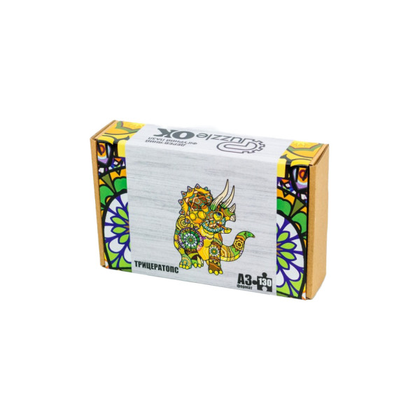 Фігурний дерев'яний пазл A3 "Трицератопс" PuzA3-00903, 130 елементів (PuzA3-00903)