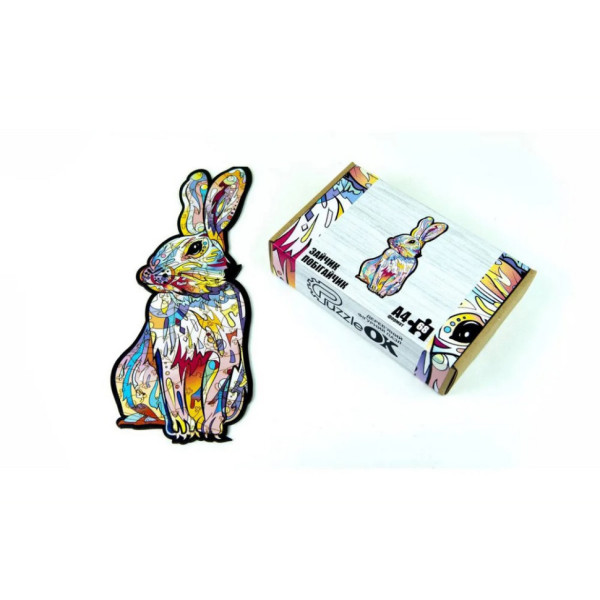 Фігурний дерев'яний пазл A4 Зайчик побігайчик PuzA4-00757, 68 деталей (PuzA4-00757)