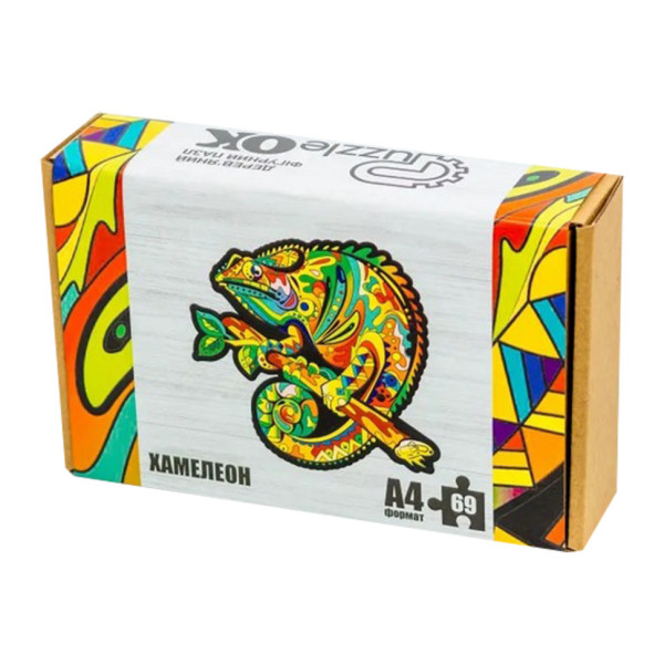 Фігурний дерев'яний пазл A4 Хамелеон PuzA4-01746, 69 деталей (PuzA4-01746)