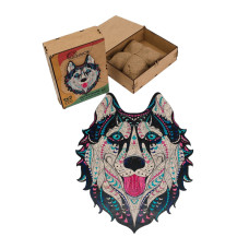 Фігурний дерев'яний пазл A3 "Сніжний хаскі" PuzA3-03112, 123 деталі (PuzA3-03112)