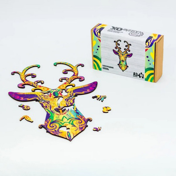 Фигурный деревянный пазл "Благородный олень" PuzA3-00730, 95 деталей (PuzA3-00730)