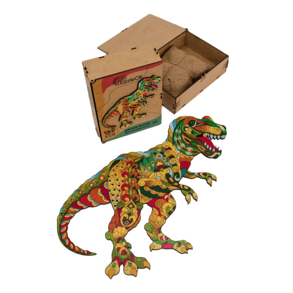 Фігурний дерев'яний пазл A3 "Тиранозавр Рекс" PuzA3-03114, 132 деталі (PuzA3-03114)