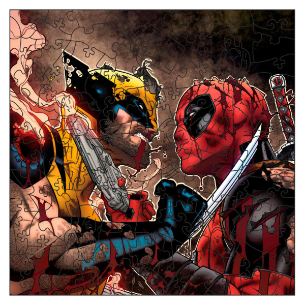 Фігурний пазл з дерева "Дедпул і Росомаха" PZ002-A3W-AC 180-250 деталей, А3 з мішечком і стрічкою (PZ002-A3W-AC)