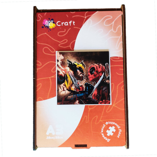 Фігурний пазл з дерева "Дедпул і Росомаха" PZ002-A3W-AC 180-250 деталей, А3 з мішечком і стрічкою (PZ002-A3W-AC)