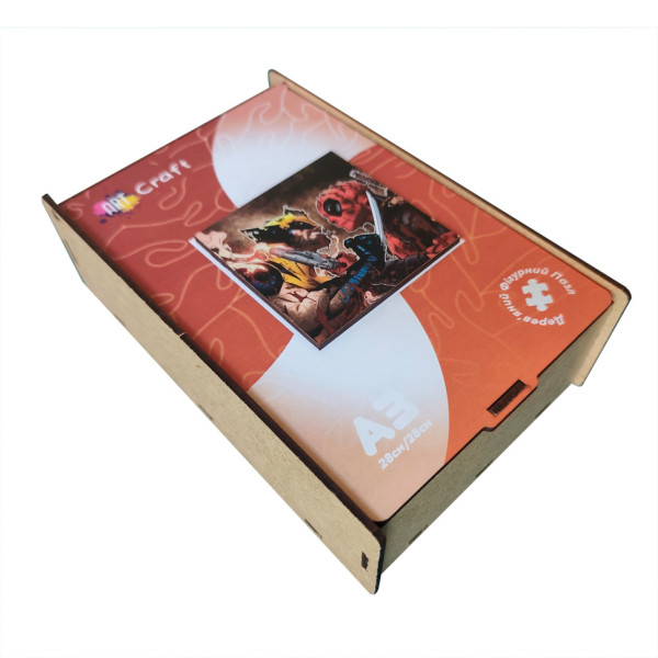 Фігурний пазл з дерева "Дедпул і Росомаха" PZ002-A3W-AC 180-250 деталей, А3 з мішечком і стрічкою (PZ002-A3W-AC)