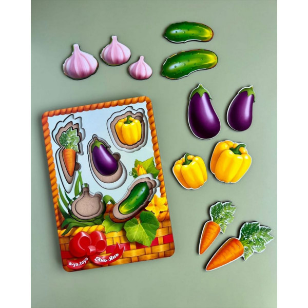 Настільна розвиваюча гра "Кошик з овочами-2" Ubumblebees (ПСФ043) PSF043 сортер-вкладиш (PSF043)