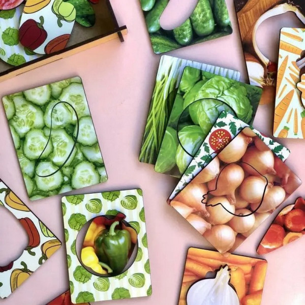 Дерев'яні Дощечки Сегена "Овочі" Ubumblebees (ПСФ036) PSF036 з візерунками (PSF036)