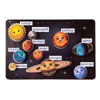 Дерев'яна розвиваюча дошка "Космос" Ubumblebees  (ПСД021) PSD021 планети на липучках (PSD021)