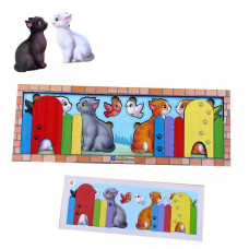 Дерев'яна гра з картками "Котики за парканом" Ubumblebees (ПСФ150) PSF150, 51 деталь і 14 карток (PSF150)