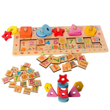 Розвиваючий набір першокласника MD 2183 дерев'яний  Геометрика/рахівниця (MD 2183-2)